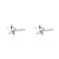 silver faceted star stud earrings