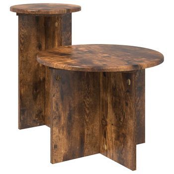 Conjunto De Mesas Auxiliares 2 Pcs Roble Ahumado Vidaxl