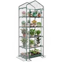 outsunny invernadero de jardin con 5 estantes de alambre tipo caseta de acero para cultivo de plantas flores 69x49x193 cm transparente   aosom espana