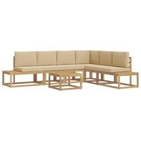 conjunto de sofas de exterior 5 pieza y beige poliester vidaxl