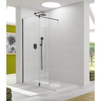 mampara ducha fija  abatible negro mate mod tutti - 138cm