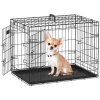 pawhut jaula transportin de perro 2 puertas de alambre plegable con asa acero negro 76x46x52 cm   aosom espana
