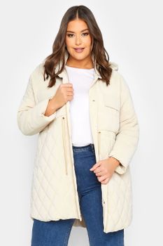 Yours Chaquetón Crema Acolchado, Mujer Curvy Y Tallas Grandes, Yours