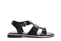 sandalias de piel con hebilla y triple complemento black 39