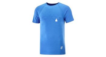 Maillot de manga corta compressport ironman dazzle azul