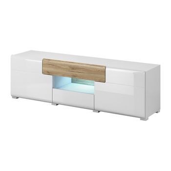 Mueble Para Tv 160cm Colección Ohio. Color Blanco Y Roble.
