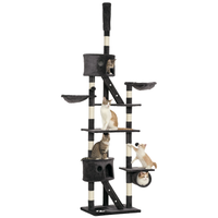 pawhut arbol rascador ajustable para gatos 60x45x240-260 cm con plataformas cuevas cestas escaleras de sisal natural y felpa   aosom espana