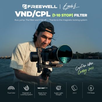 Freewell x Brandon Li Kit de filtro magnético VND/CPL con filtro ND32 con 1-10 paradas, accesorios de fotografía de 67/72/77/82/86/95MM