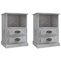 pack 2 uds mesitas de noche  mesa auxiliar  mesilla gris hormigon 43x36x60 cm