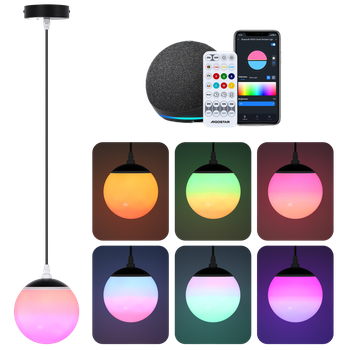 Aigostar Mesh - Lámpara Colgante Inteligente LED con Bluetooth Mesh, Compatible con Alexa, Control de Colores por Capas, 8W, 800LM, 2700K-6500K y RGB Regulable, para Sala/Comedor/Dormitorio