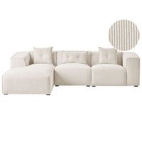 sofa esquinero tapiceria de pana cojines adicionales blanco crema derecho dolva