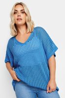 yours top azul con calados estilo crochet mujer curvy y tallas grandes yours