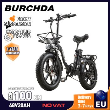 Bicicleta Eléctrica de Alta Potencia BURCHDA R8PRO, Bicicleta Eléctrica Plegable con Llantas Gruesas, Batería de Litio Extraíble de 48V20Ah, Bicicleta Eléctrica de 7 Velocidades con Ruedas de Aleación