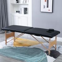 camilla de masaje de pvc madera alamo espuma homcom 186x60x87cm-negro