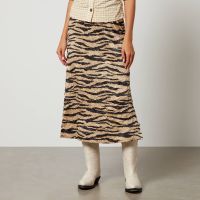 ganni crinkled satin midi skirt - eu 40uk 12