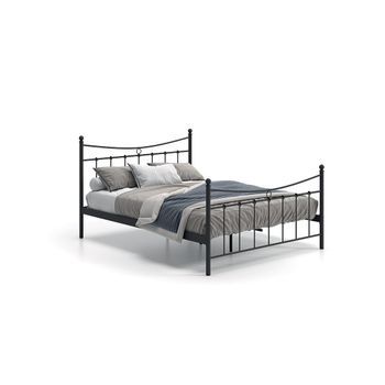 Cama De Matrimonio De Metal Negro 160x200 Sencha Estilo Contemporáneo.