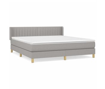 Cama box spring con colchón tela gris claro 180x200 cm rayas verticales