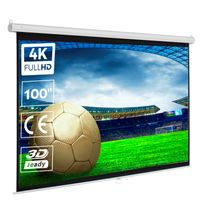 pantalla para proyector manual 100 pulgadas luxscreen area visible blanca 200 x 150 cm requiere un espacio de instalacion de 213cm instalacion a pared o techo borde perimetal negro y parte