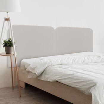 Dhome Cabecero Blanco Hueso Curvo Tapizado En Polipiel 190 Dual Con Patas Altura 125cm Para Pared Acústico Absorbente Cama (blanco Hueso, 190 Dual)