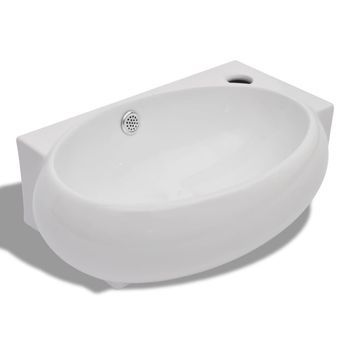 Lavabo De Baño Moderno | Lavabo Con Hueco De Grifo Y Rebosadero Cerámica Blanco
