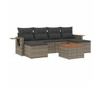 vidaxl set de sofas de jardin 7 piezas con cojines ratan pe gris