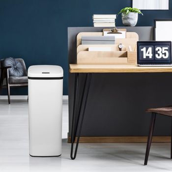 Cubo de basura automático de acero de 50 l blanco