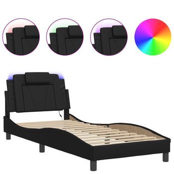 Estructura De Cama Viana Con Led Sin Colchón Negro 90x190 Cm Vidaxl