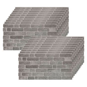 Set De 20 Paneles Decorativos Efecto Ladrillo Gris Urbano 100x50cm