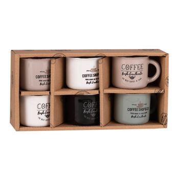 Estuche de 6 tazas de café de cerámica con motivos decorativos