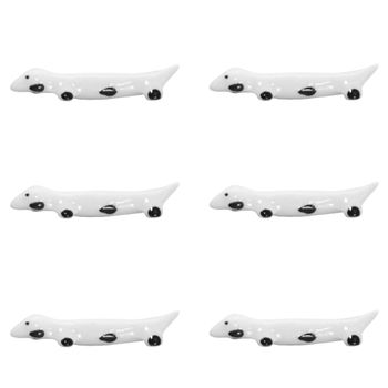 Porta cuchillos dachshunds blancos de porcelana - lote de 6