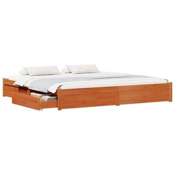 Estructura De Cama Con Cajón Con Rueda Marrón Cera 180 X 200 Cm Vidaxl