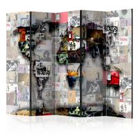 biombo - room divider  world map  banksy 225x172 cm