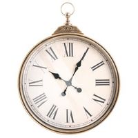 reloj de pared clasico con marco sintetico 40 x 51 cm forma redonda accesorios para el hogar dorado gandia