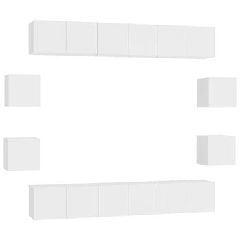 Set De Mueble Para Tv De 10 Piezas Madera De Ingeniería Blanco Vidaxl