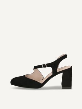 CAPRICE sling pumps, black, made of Leather with Trapeze heel, Size 38