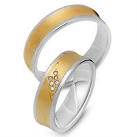 alianzas 18 quilates oro amarillo-blanco 6 diamantes
