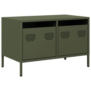 Mueble Para Tv | Mueble De Salón | Gabinete De Tv Acero Laminado En Frío Verde Oliva 68x39x43,5 Cm