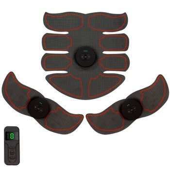 Estimulador Electrónico Y Masaje Ems Z81q Con Mando A Distancia. Para Abdominales, Brazos Y Piernas. Batería Recargable. 4,5x4,5x1 Cm. Color: Negro