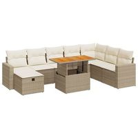 set sofas jardin y cojines 9 piezas ratan sintetico acacia beige