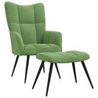 sillon lounge de diseno moderno con reposapies en terciopelo verde claro dec026627