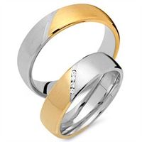 alianzas 14 quilates oro amarillo-blanco 4 diamantes