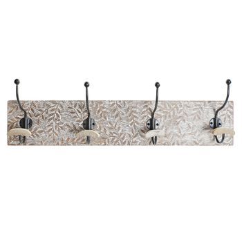 Perchero Pared Mango Hierro 76x14x21 Tallado