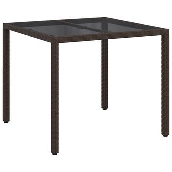 Mesa De Jardín | Mesa De Exterior Marrón 90 X 90 X 75 Cm Ratán Sintético
