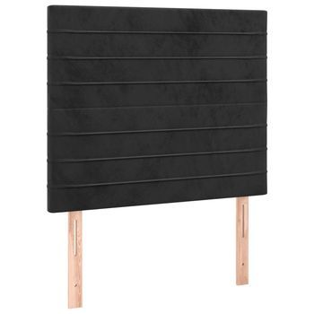 Pack 2 Uds Cabeceros Cama | Panel De Cabeceras De Terciopelo Negro 100x5x78/88 Cm