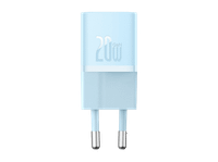 cargador de pared - baseus gan5 mini 20w tipo-c carga rapida tamano extrapequeno control inteligente temperatura universal azul