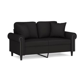 Sofá de 2 plazas - sofá de salón - sofá moderno con cojines terciopelo negro 120 cm