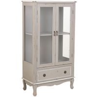 vitrina de madera con 1 cajon y 2 puertas 80x42x148h cm