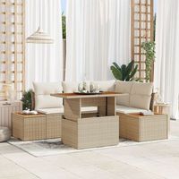 conjunto de sofa de jardin juego de 5 beige ratan v1826 unico  beige