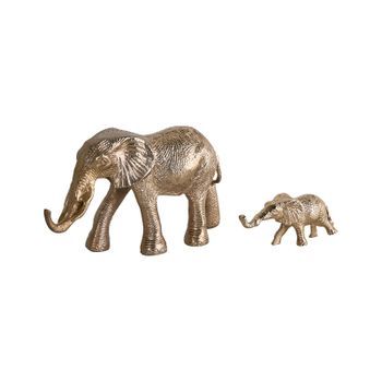 Conjunto De 2 Figuras Decorativas Adorno Animal Elefante Para Estantería Dorada Sedlari