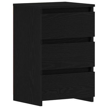 Mesita De Noche - Mesilla De Noche Con Cajón Roble Negro 40 X 35 X 62.5 Cm Mc6613